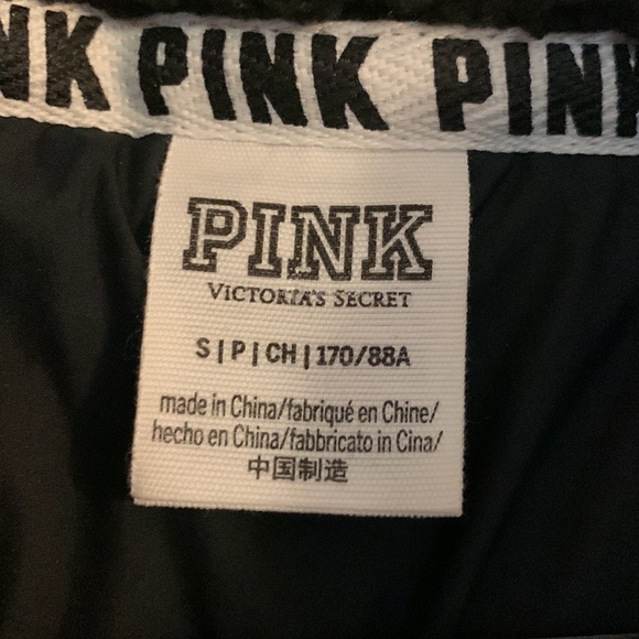 Pink Victorias Secret Sherpa Collar Puffer Jacket Buffalo Plaid Size Small - Picture 7 of 9